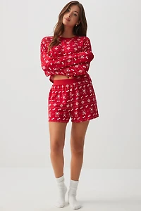 Ardene HUSHSOFT Boxer Short PJ Set in Red | Size | Polyester/Spandex | Eco-Conscious
