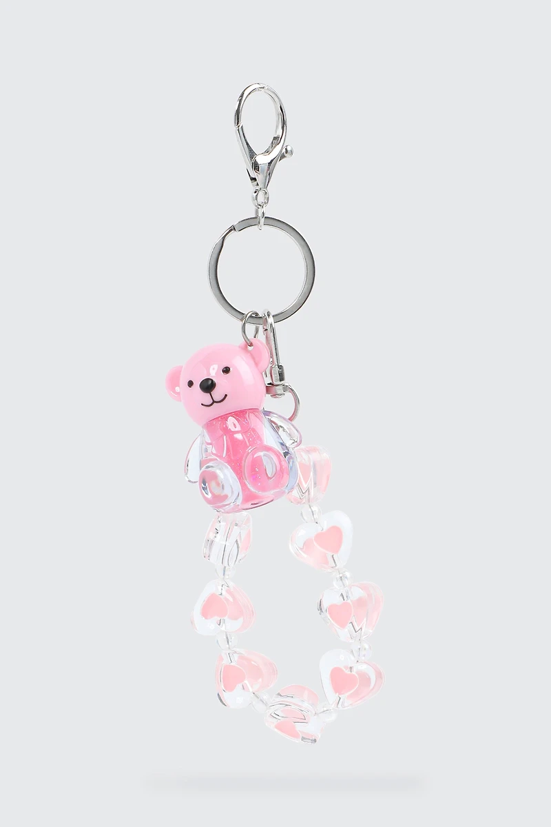 Ardene Kids Bear Lip Gloss Keychain in Light Pink