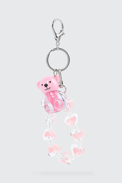 Ardene Kids Bear Lip Gloss Keychain in Light Pink