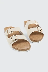 Sandales à deux boucles en faux cuir