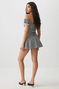 Microjupe vichy froncée