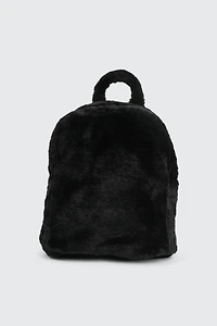 Ardene Kids Faux Fur Backpack in Black | Polyester