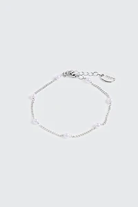 Bracelet à perles plaqué or blanc 14K