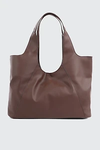 Ardene Large Faux Leather Slouchy Shoulder Bag in Brown | Faux Leather/Polyester