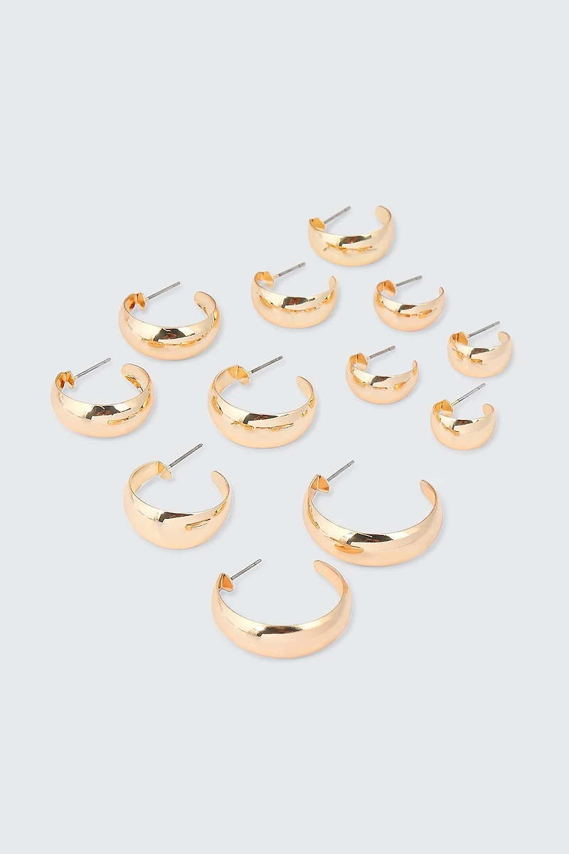 Ardene 6-Pack Hoop Earrings in Gold | Stainless Steel