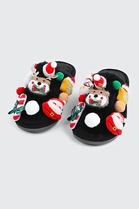 Pantoufles en fausse fourrure à détail d'ornements