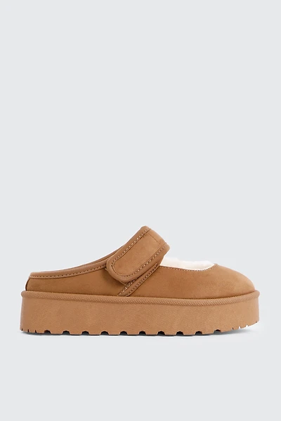 Ardene Faux Sheepskin Mary Janes in Cognac | Size | Faux Suede