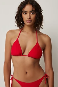 Ardene Triangle Bikini Top in Red | Size Medium | Polyester/Nylon/Elastane | Microfiber