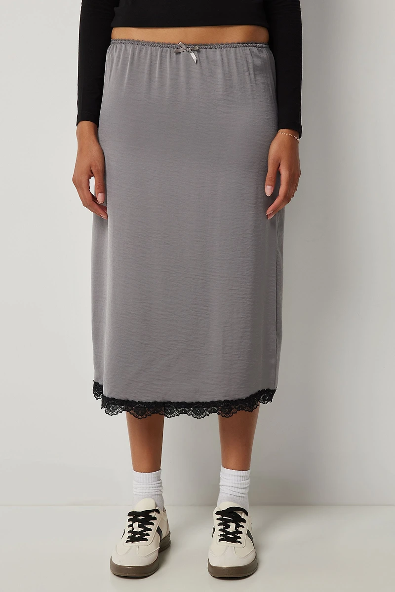 Jupe à enfiler bordure en dentelle