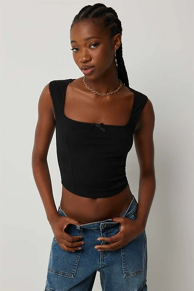 Ardene Square Neck Corset Tank in | Size Large | Spandex/Cotton