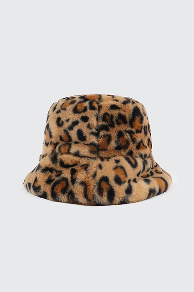 Ardene Faux Fur Bucket Hat in Brown | Polyester