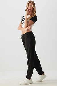 Ardene Oversized Sweatpants in Black | Size | Polyester/Cotton | Fleece-Lined