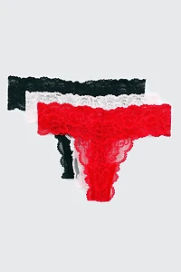 Trio de culottes tanga en dentelle