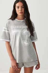 Ardene Oversized Graphic T-Shirt in Grey | Size | 100% Cotton