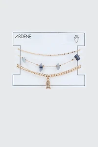 Bracelet trois rangs à pendentif poisson