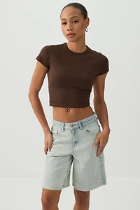 Bermuda en denim à taille haute