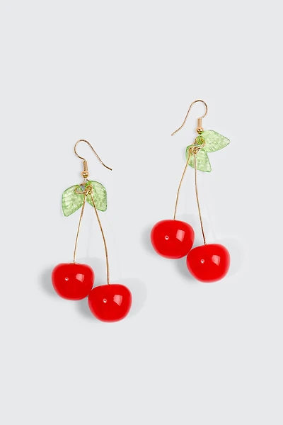 Ardene Cherry Drop Earrings in Gold | Stainless Steel