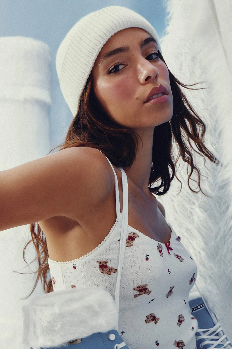 Ardene Chunky Knit Beanie in White | 100% Acrylic