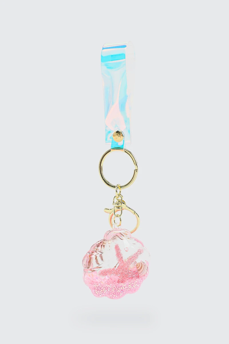 Ardene Seashell Keychain in Medium Pink