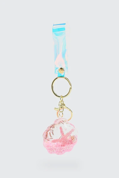 Ardene Seashell Keychain in Medium Pink