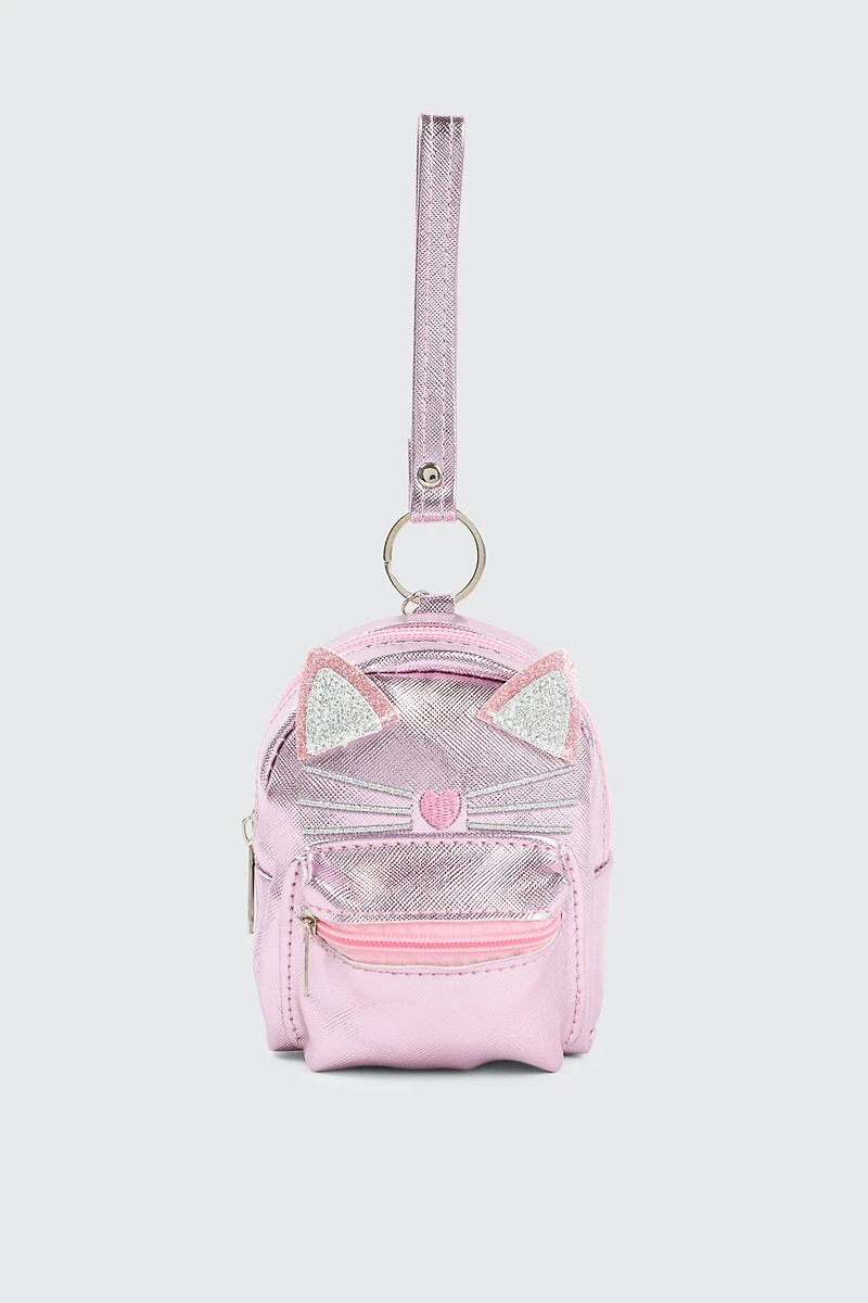 Ardene Kids Cat Backpack Coin Purse in Light Pink