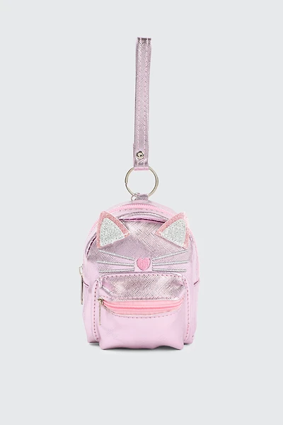 Ardene Kids Cat Backpack Coin Purse in Light Pink