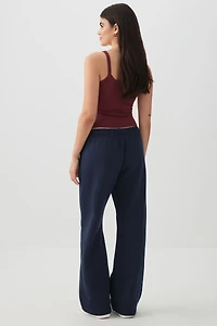 Pantalon à jambe large en molleton délav