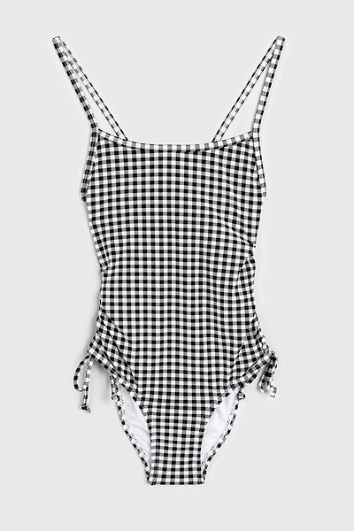 Ardene Kids Side Tie One Piece Swimsuit in Black | Size | Polyester/Spandex/Elastane