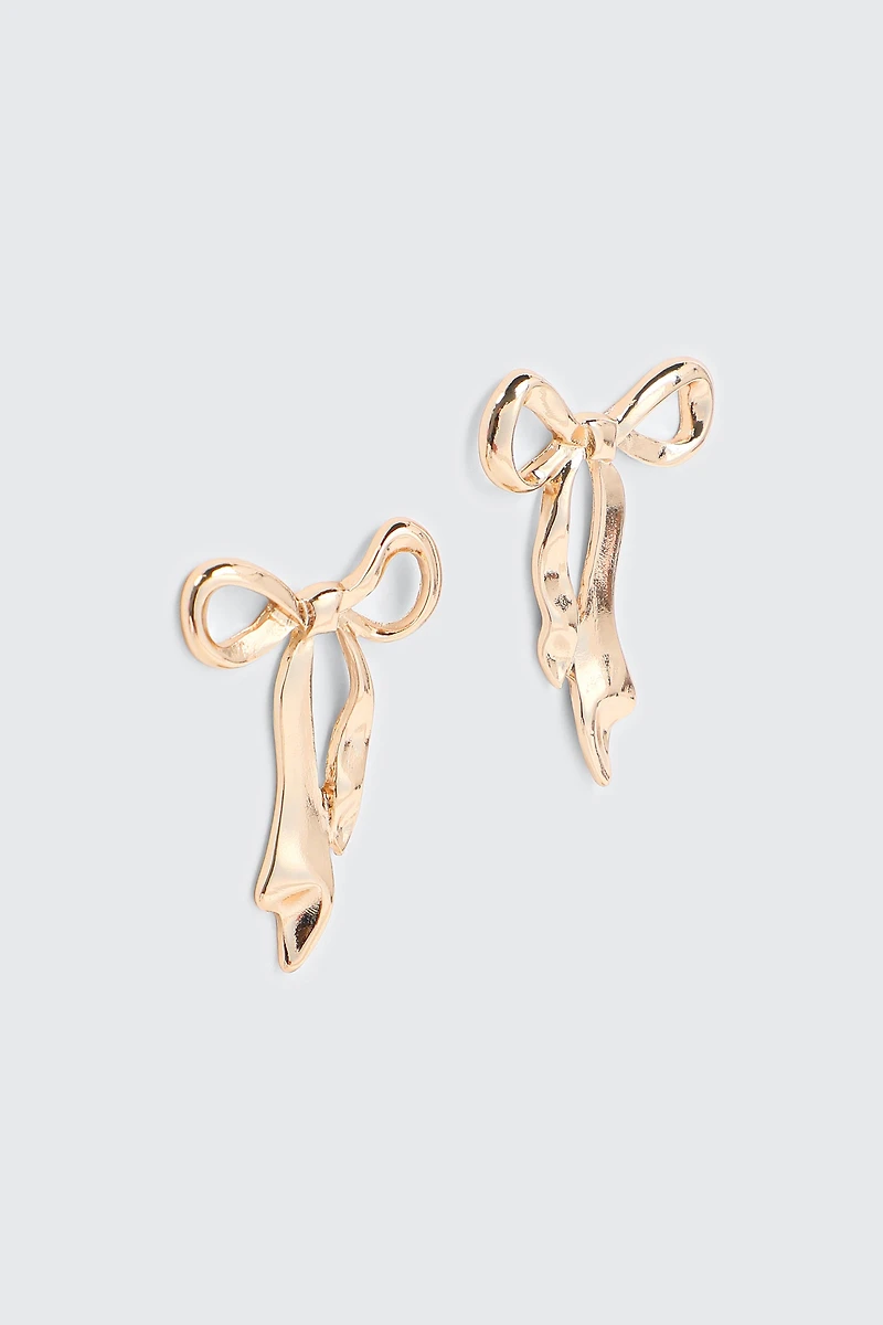 Ardene Bow Earrings in Gold | Stainless Steel
