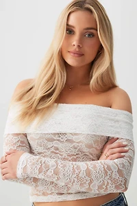 Haut à épaules dénudées en dentelle