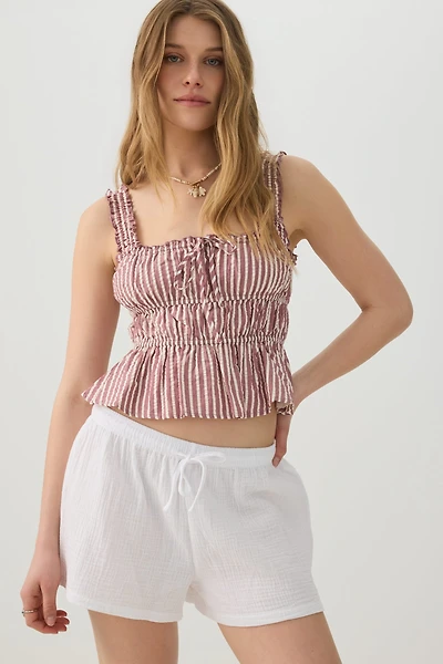 Short à taille mi-haute tiss