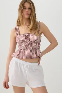 Short à taille mi-haute tiss