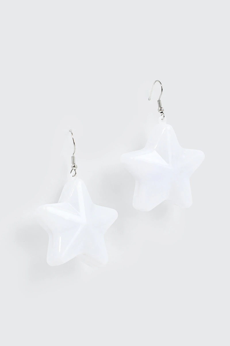 Ardene Light Up Star Earrings in White | Stainless Steel