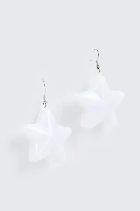 Ardene Light Up Star Earrings in White | Stainless Steel