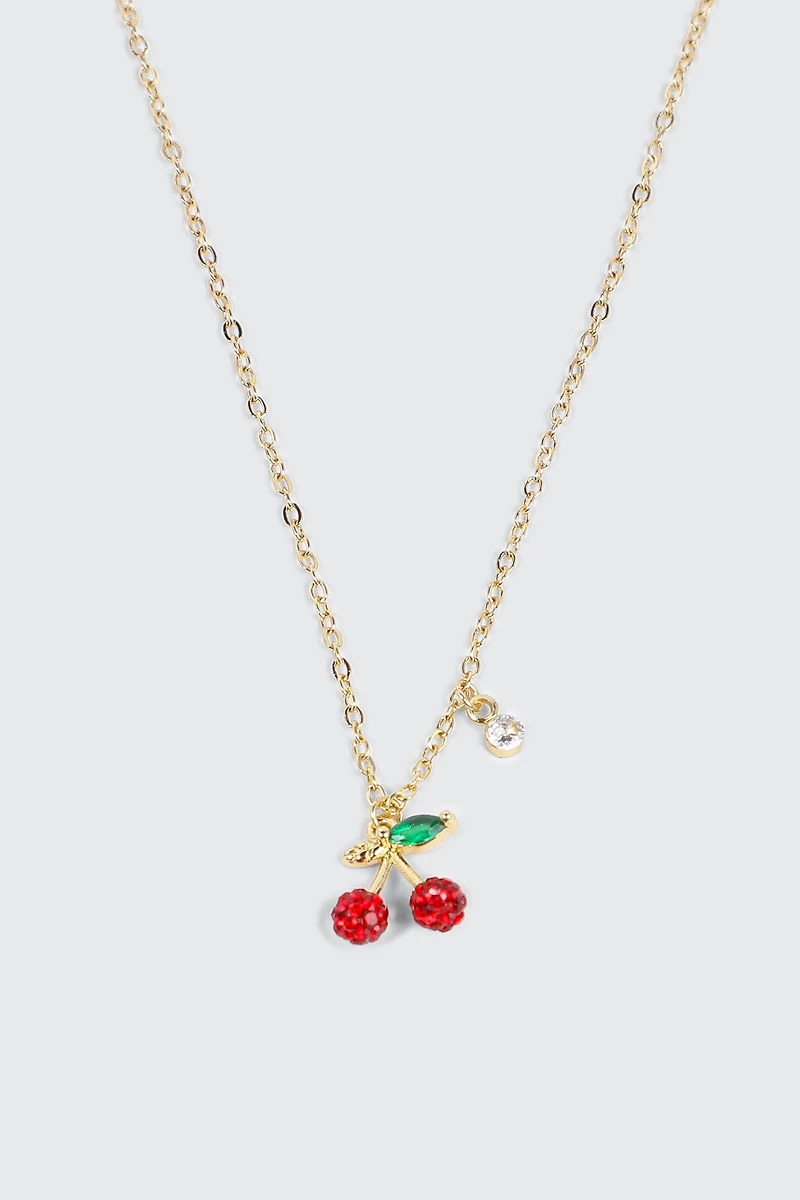 Collier cerise plaqué or 14K
