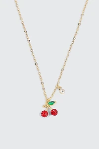 Collier cerise plaqué or 14K