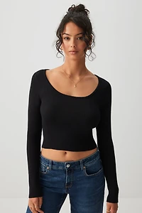 Ardene Fine Knit Square Neck Sweater in | Size | Rayon/Nylon