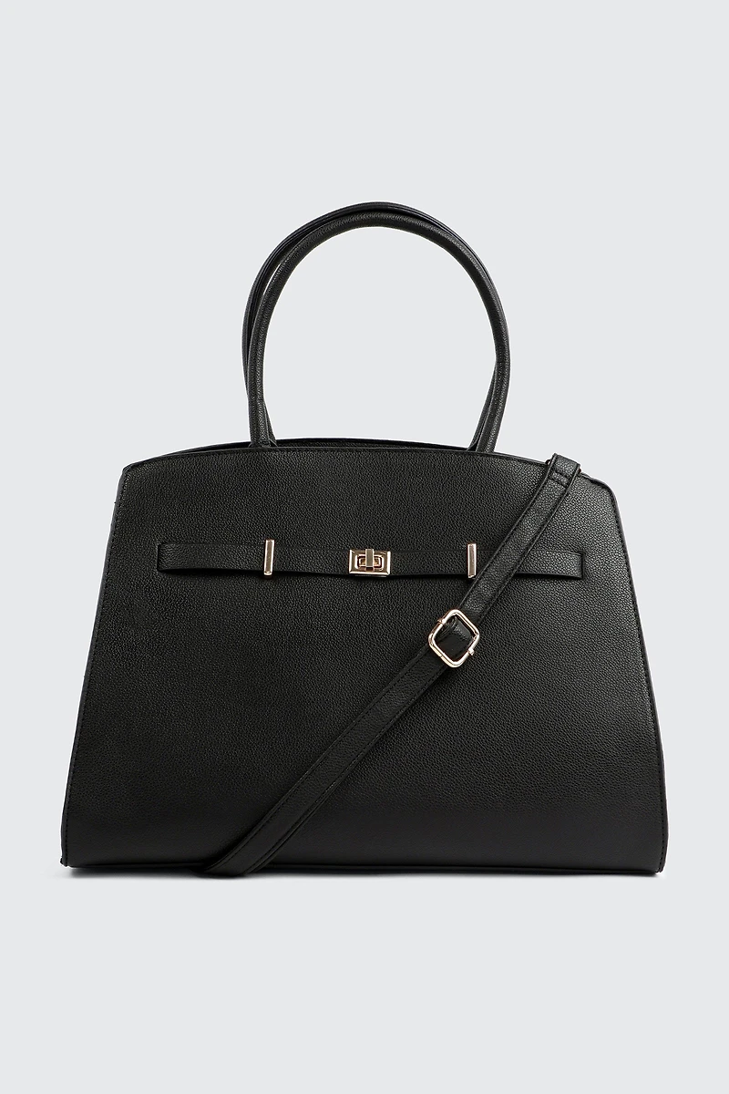 Ardene Large Faux Leather Tote Bag in Black | Faux Leather/Polyester | Eco-Conscious