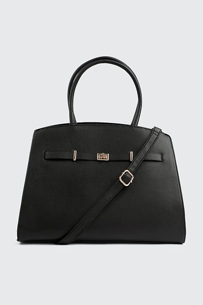 Ardene Large Faux Leather Tote Bag in Black | Faux Leather/Polyester | Eco-Conscious