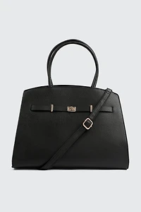 Ardene Large Faux Leather Tote Bag in Black | Faux Leather/Polyester | Eco-Conscious