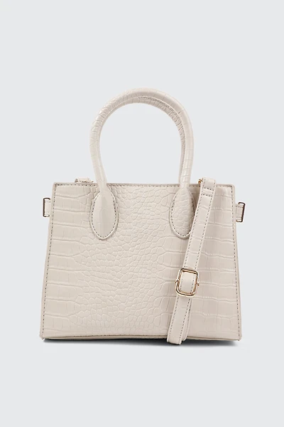 Ardene Tote Bag with Keychain in Beige | Faux Leather/Polyester