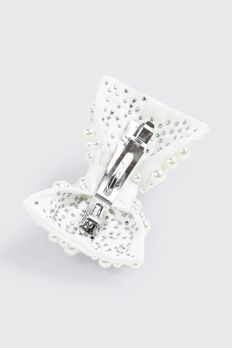 Barrette boucle ornée de fausses perles