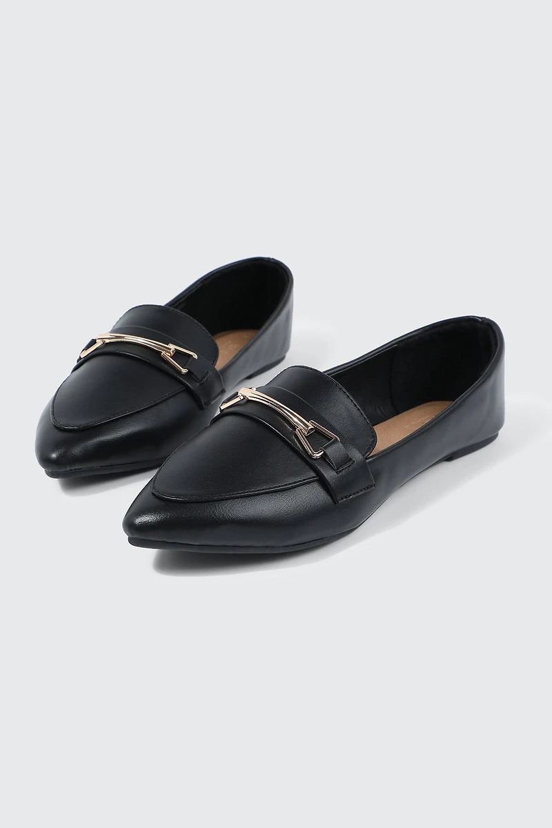 Flâneurs à bout pointu en faux cuir