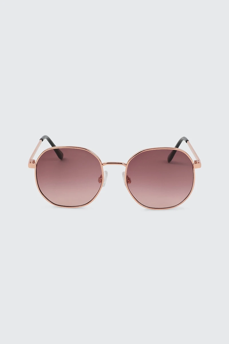 Ardene Colored lense Round Sunglasses in Brown