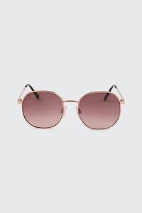 Ardene Colored lense Round Sunglasses in Brown