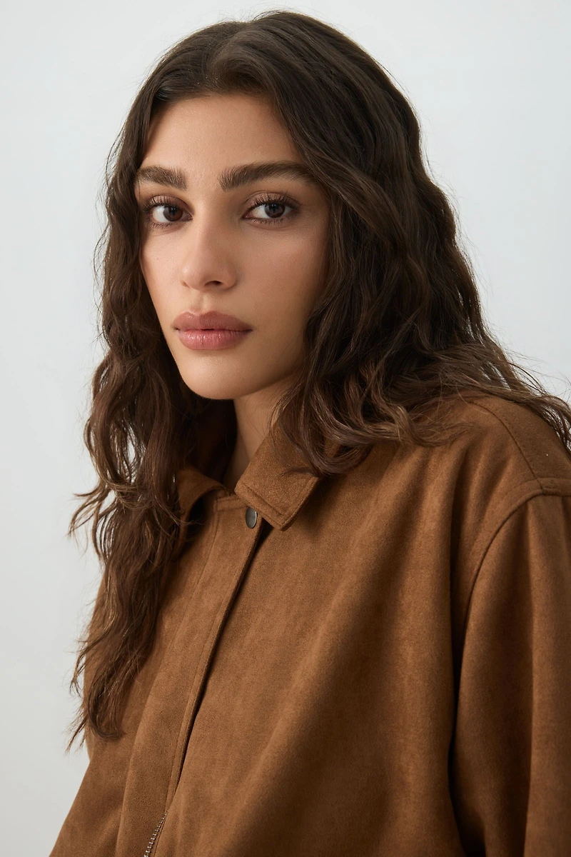 Veste ample en faux suède