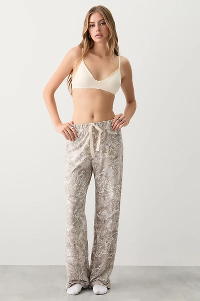 Ardene Super Soft Flare PJ Pants in Beige | Size | Polyester/Spandex | Eco-Conscious