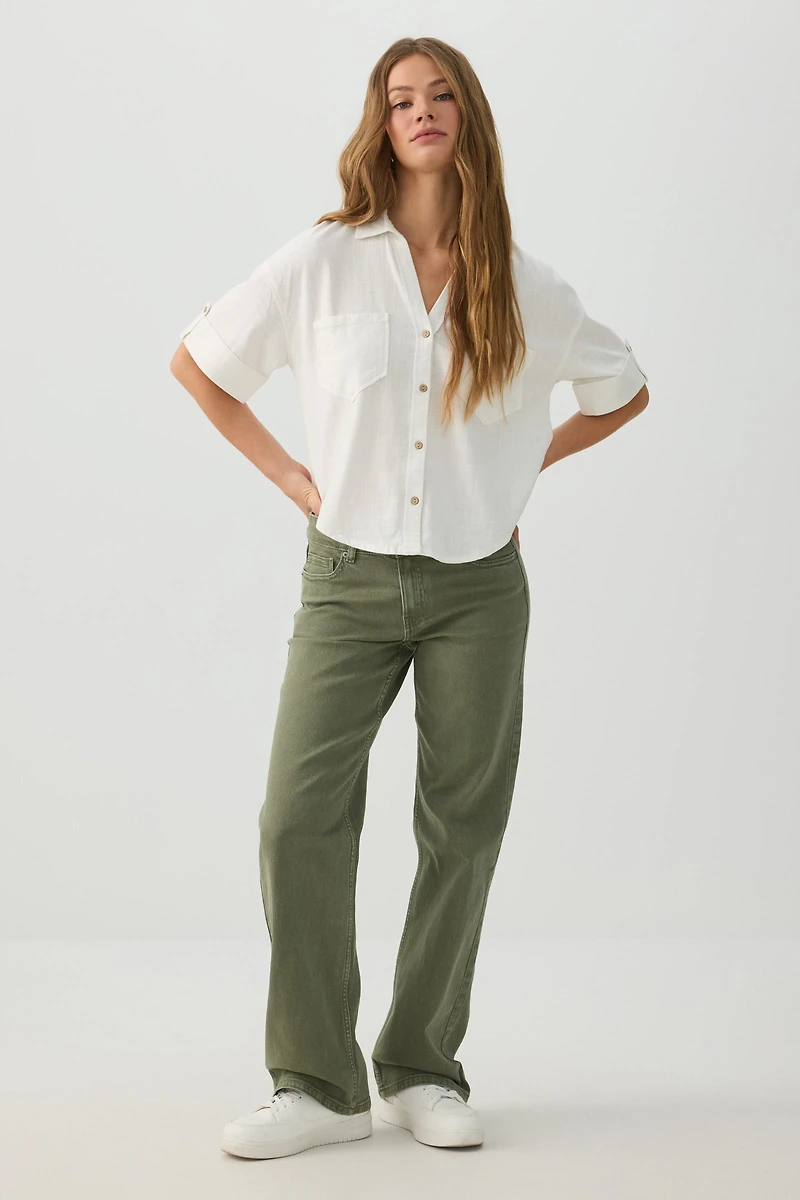 Chemise utilitaire en mélange de lin