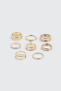 Ardene 8-Pack Assorted Rings in Gold | Size