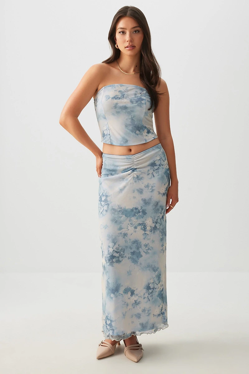 Ardene Maxi Mesh Skirt in Light Blue | Size | Polyester/Spandex